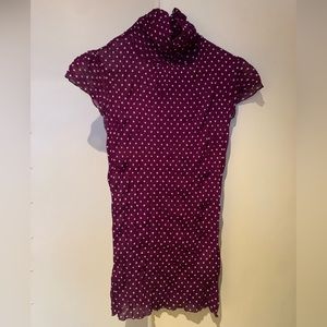 Zara sheer purple/white high neck polka dot top.
